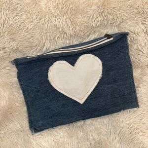Denim Pouch with Heart Patch
